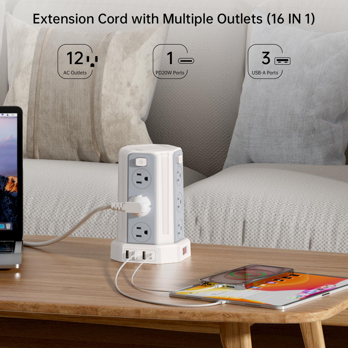 SMALLRT top view of three USB-A and PD20W USB-C ports for faster charging