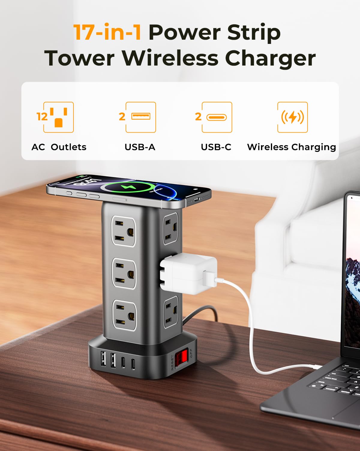 SMALLRT close-up of USB-A and USB-C ports highlighting fast smart charging