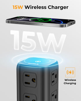 SMALLRT side view focusing on widely spaced outlets preventing adapter blocking