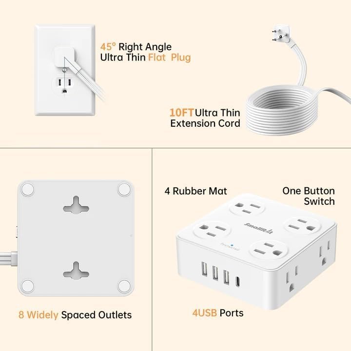 Travel-ready SMALLRT power strip is lightweight for on-the-go power