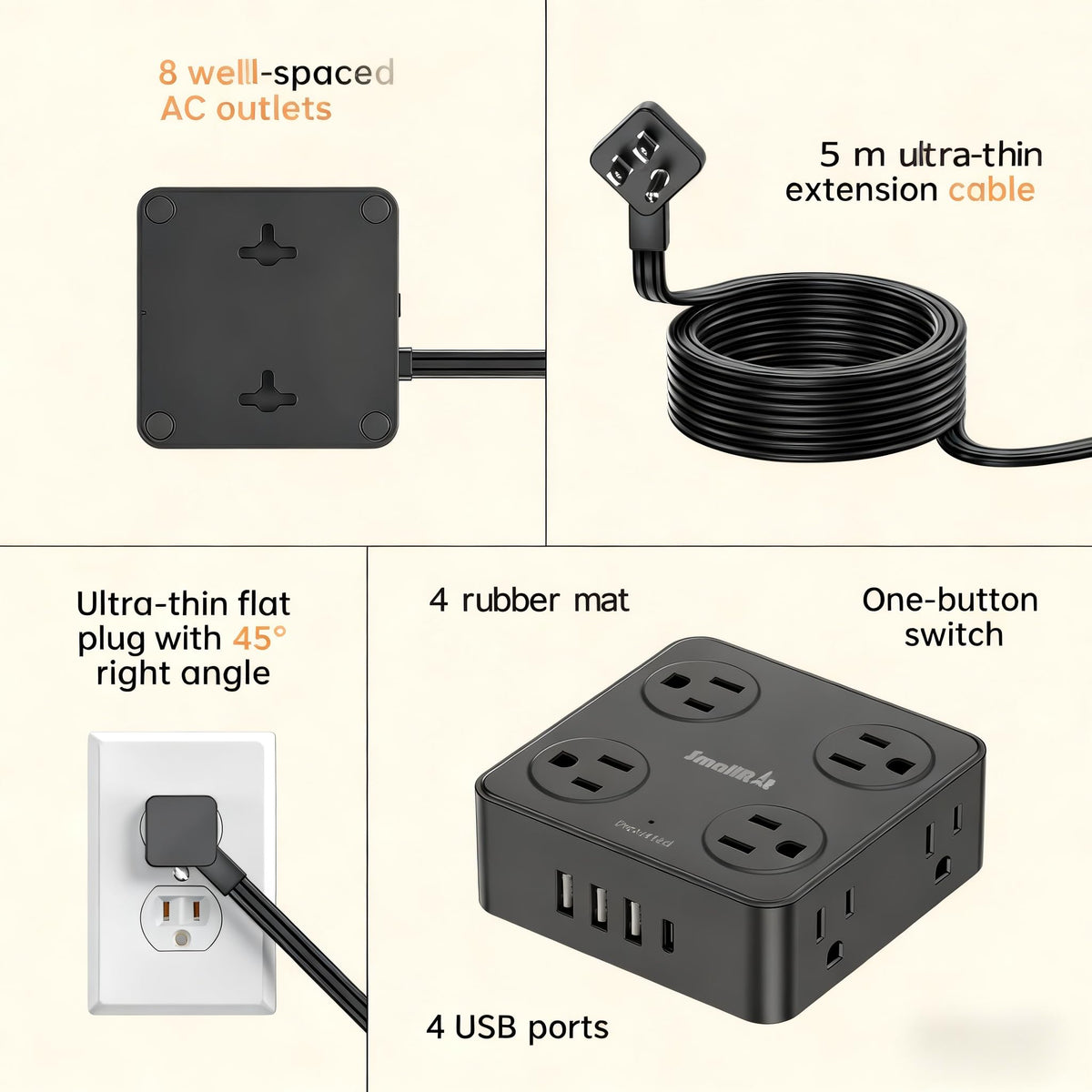 SmallRT USB-A ports provide 12W total for multiple devices.