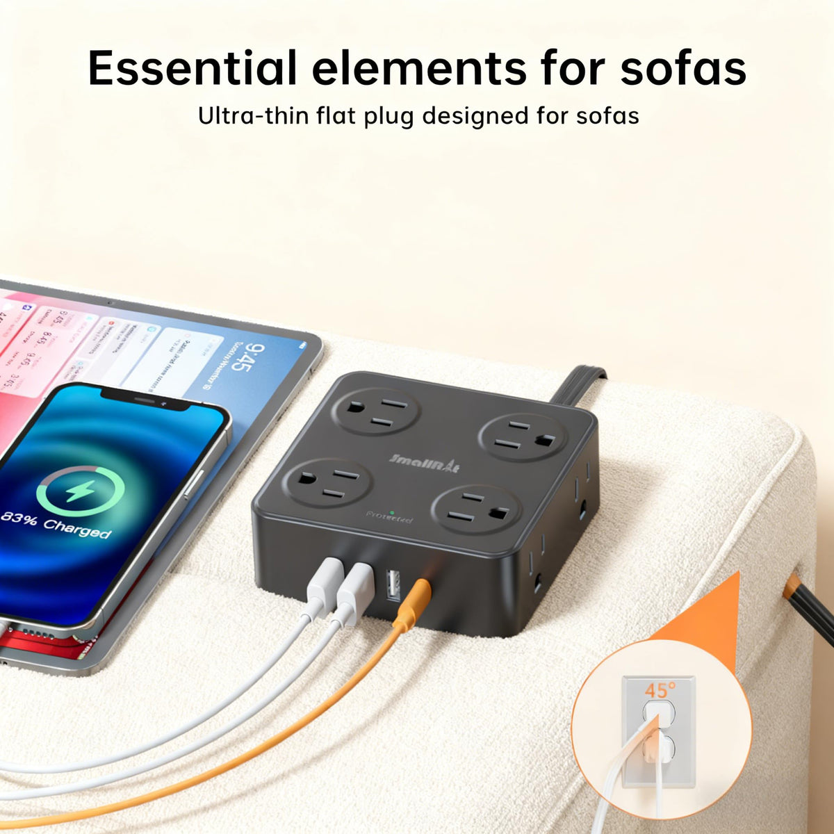 SmallRT USB-C port delivers 15W fast charging for phones and tablets.