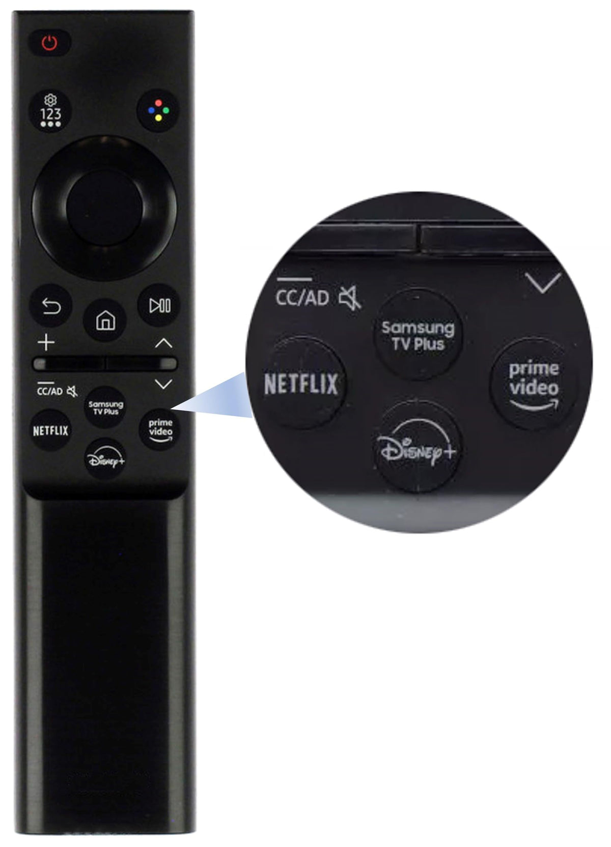 Smartby BN59-01457A front view showing full button layout and ergonomic shape for easy control