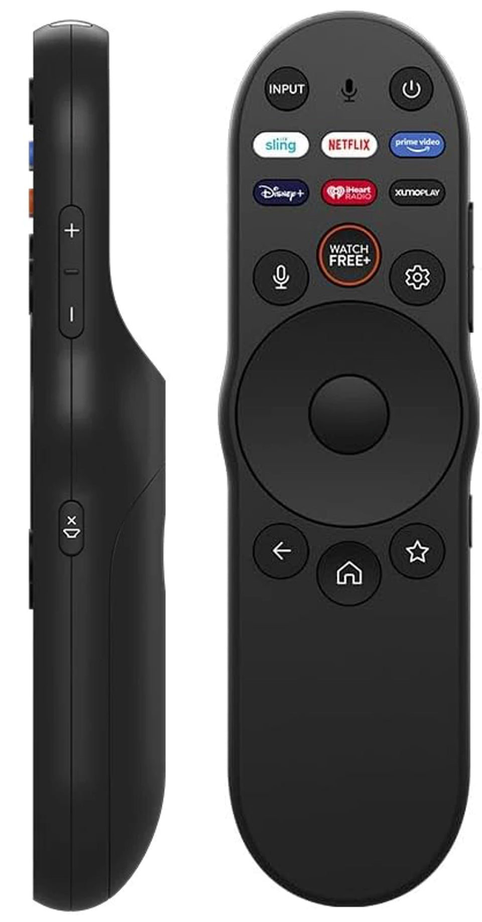 Smartby XRT270 remote front view with ergonomic grip for easy TV control.