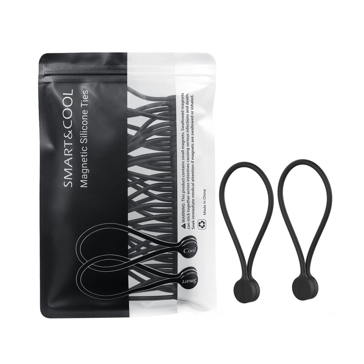Smart&Cool reusable silicone magnetic cable ties bundle cables neatly.