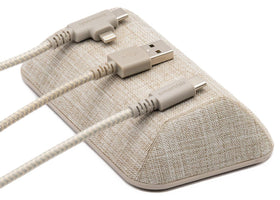 Smartish front view of cable wrangler showing tidy cables and clean desk benefit