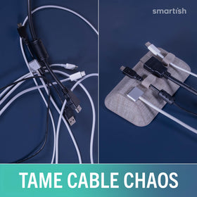 Smartish holding a thick power cord showing compatibility with larger chargers