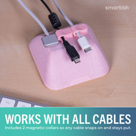 Smartish on nightstand next to lamp showing tidy bedroom charging benefit