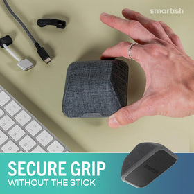Smartish holding three cables parked on desk for quick access benefit
