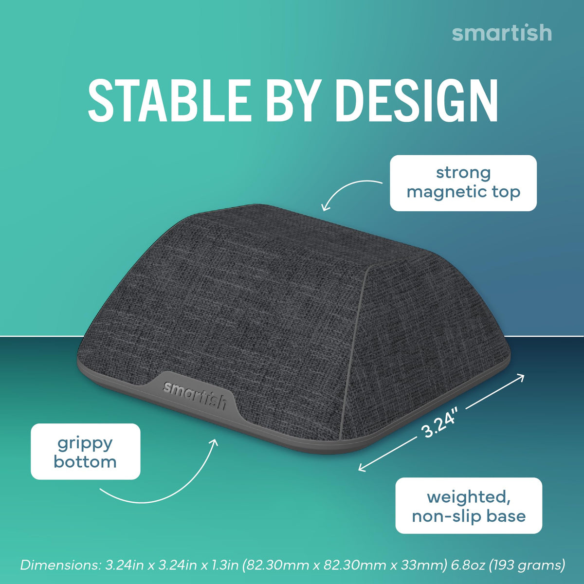 Smartish side profile showing weighted base that prevents tipping benefit