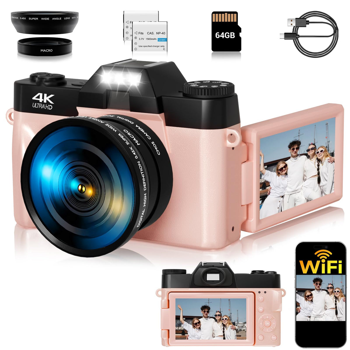SMARTKLIK 4K camera front view for travel filming