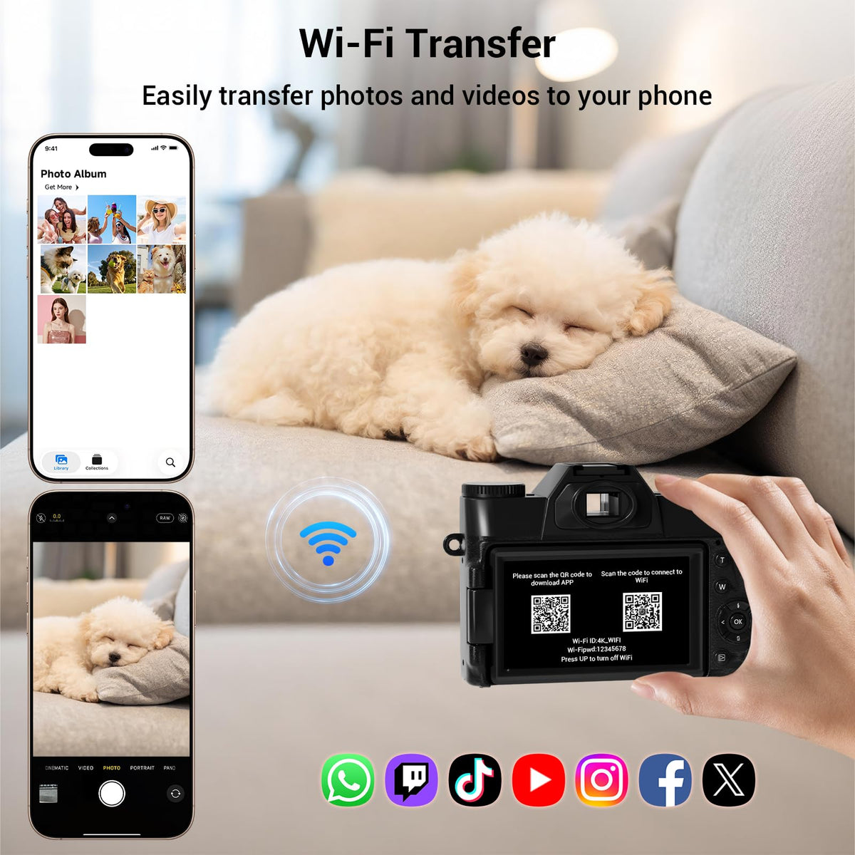 SMARTKLIK camera 3in-flip-screen supports easy self-shooting and framing.