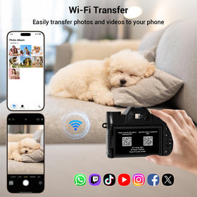 SMARTKLIK camera 3in-flip-screen supports easy self-shooting and framing.