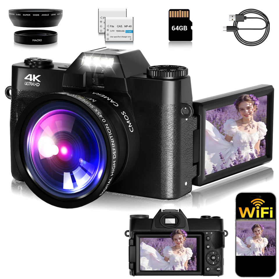 SMARTKLIK camera front-view shows 4K clarity and vivid 75MP photos.