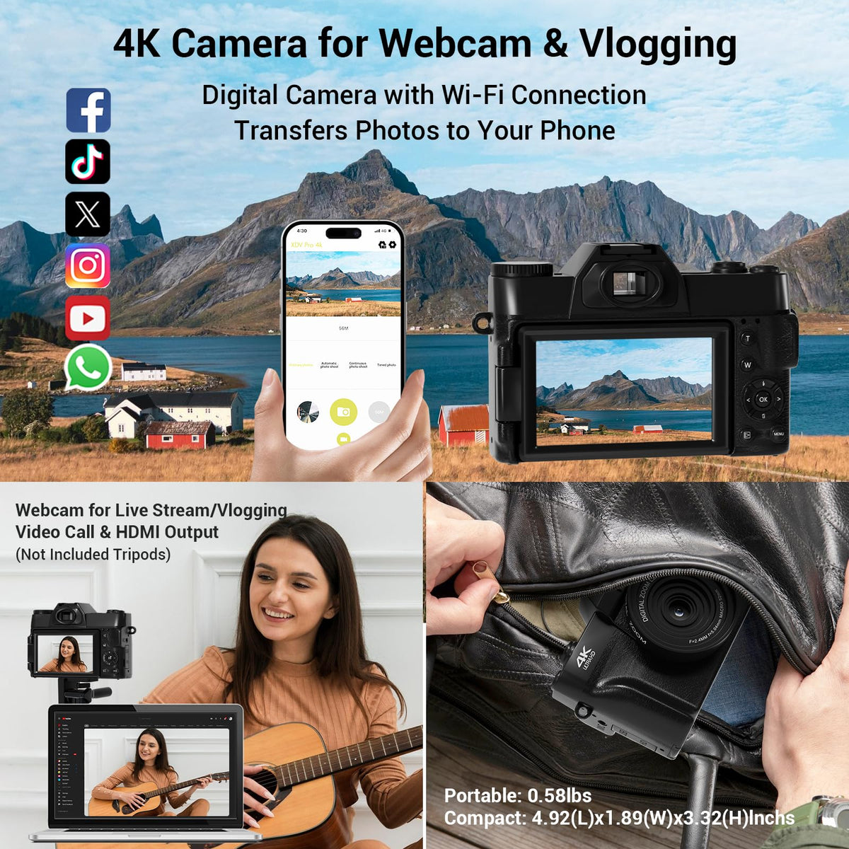 SMARTKLIK camera two-rechargeable-batteries extend shooting sessions.