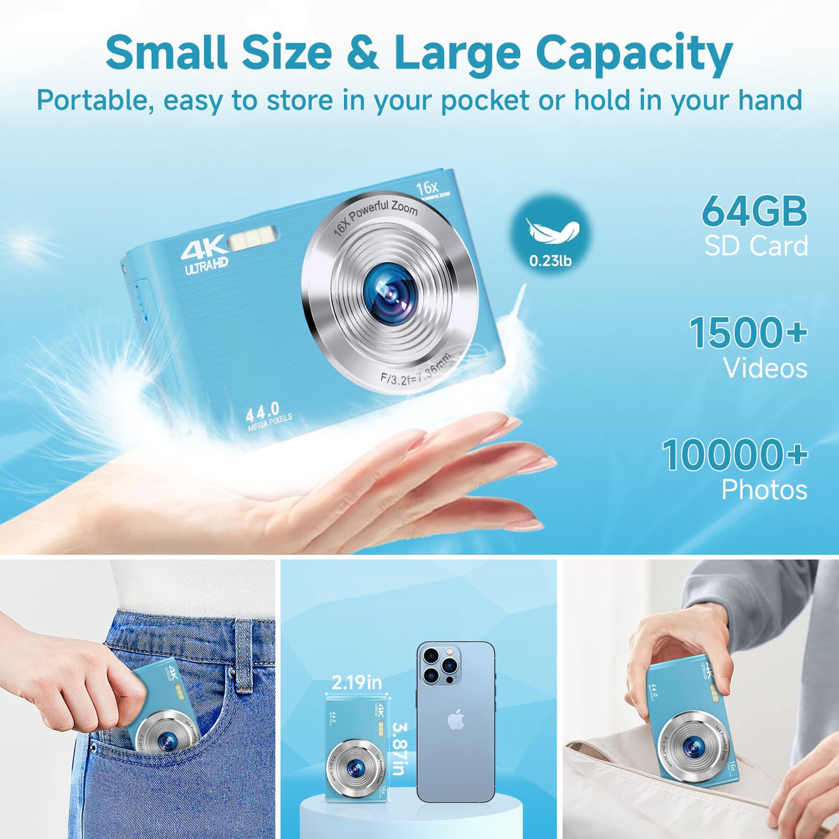 SMARTKLIK held in hand for scale emphasizing pocketable travel convenience