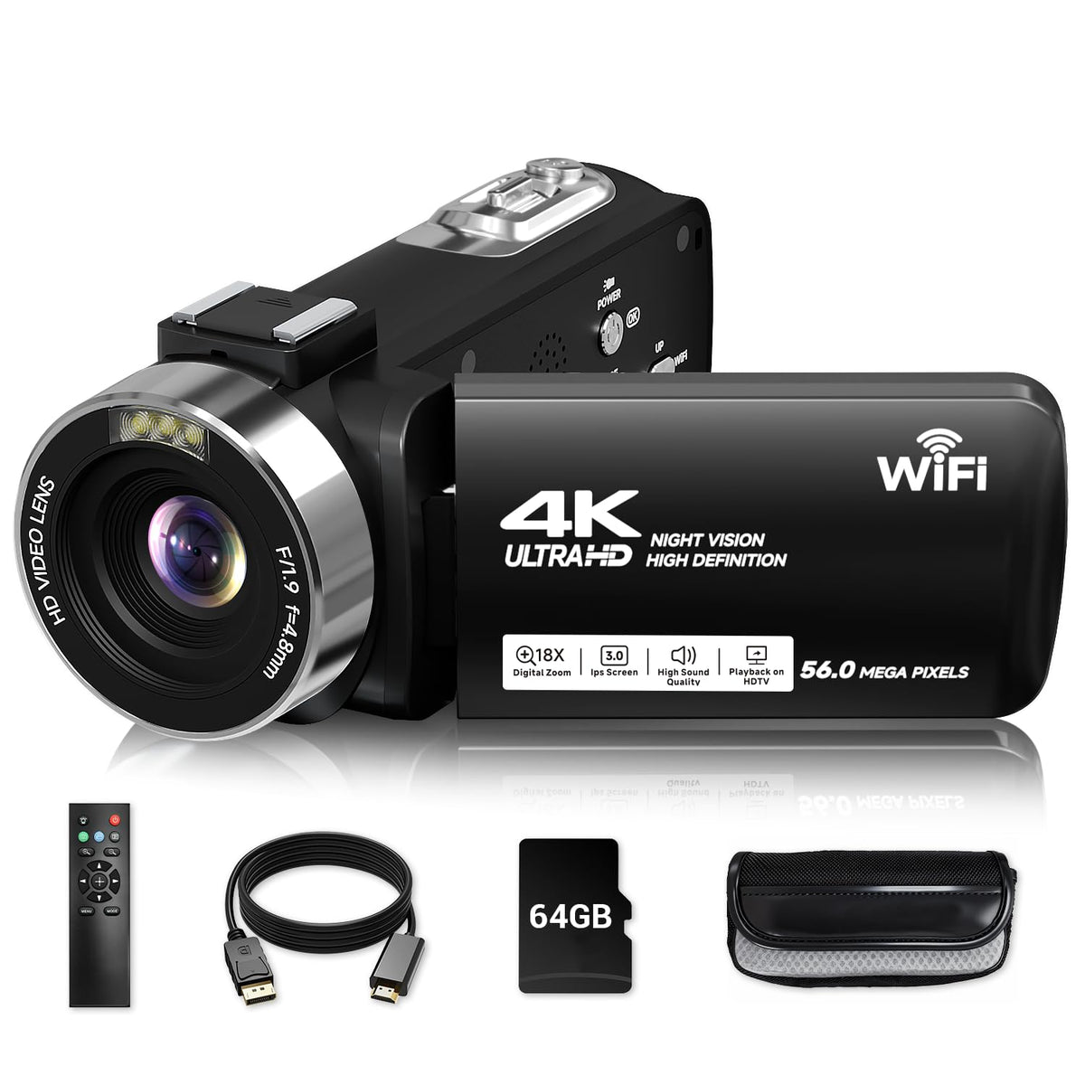 SMARTKLIK video camcorder with 4K and 18x zoom for travel storytelling