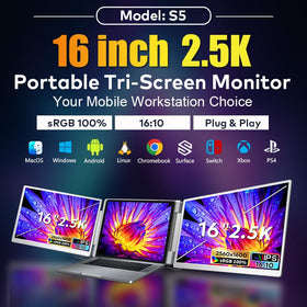 Smartlinx triple-display setup on desk demonstrating increased productivity
