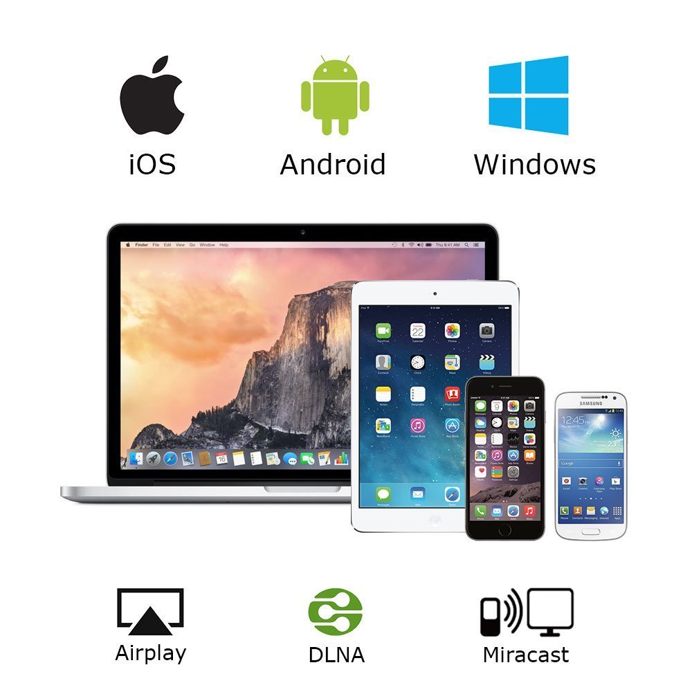 SmartSee MiraScreen dongle connected to TV displays phone content wirelessly
