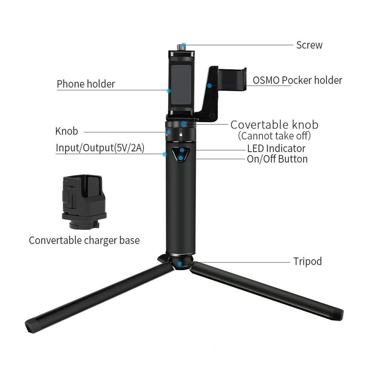 Smatree PowerStick battery extension enables longer Osmo Pocket use.