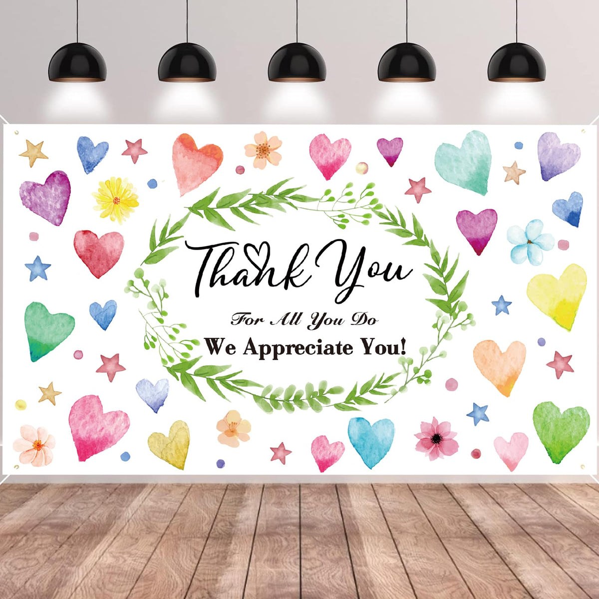 SMENGGIL front view banner showing colorful hearts and message, ideal for celebrations