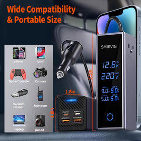 SMIKVIN next to a smartphone to show compact, pocket-sized scale