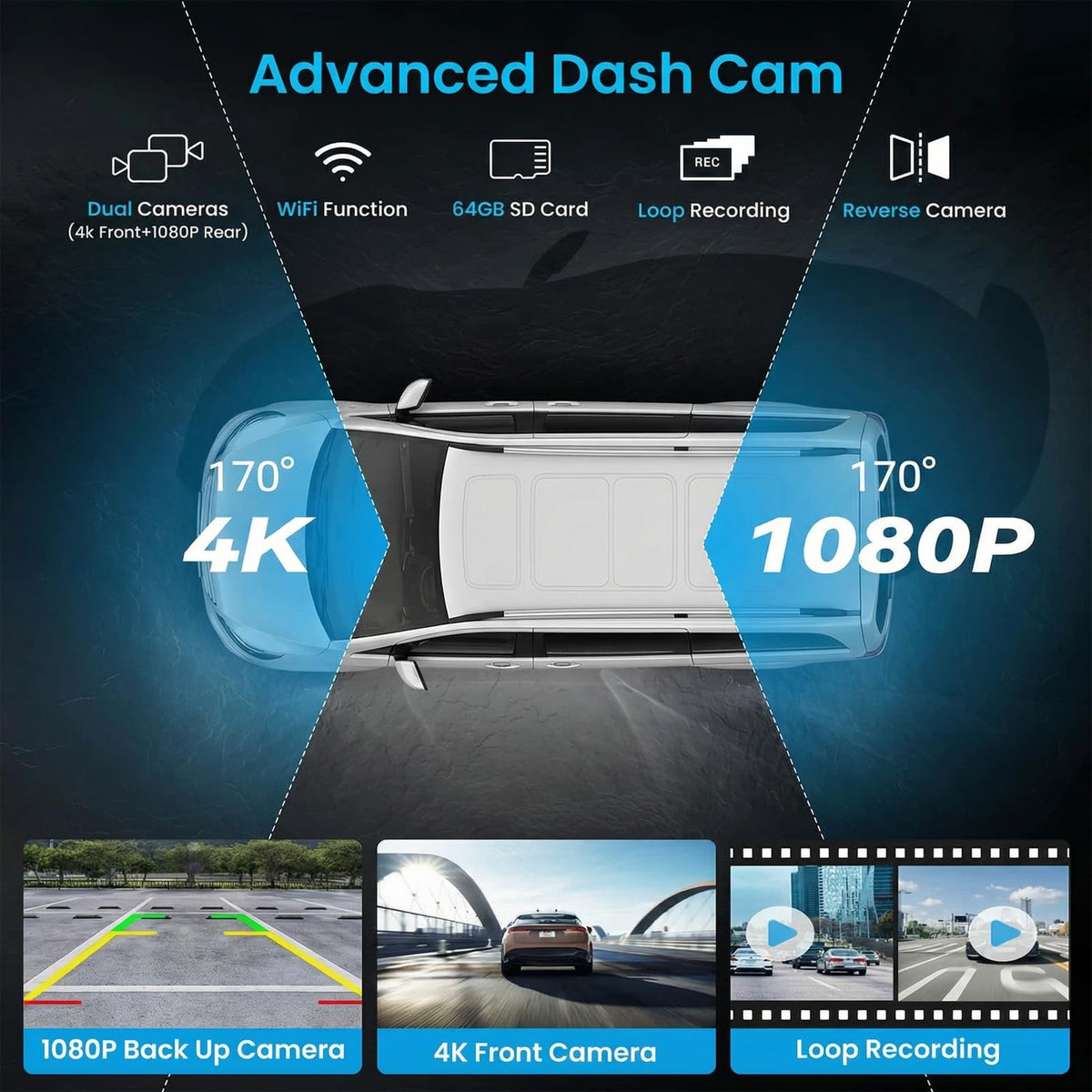 SMINWISNOZY IP68 1080p backup camera for weatherproof rear visibility