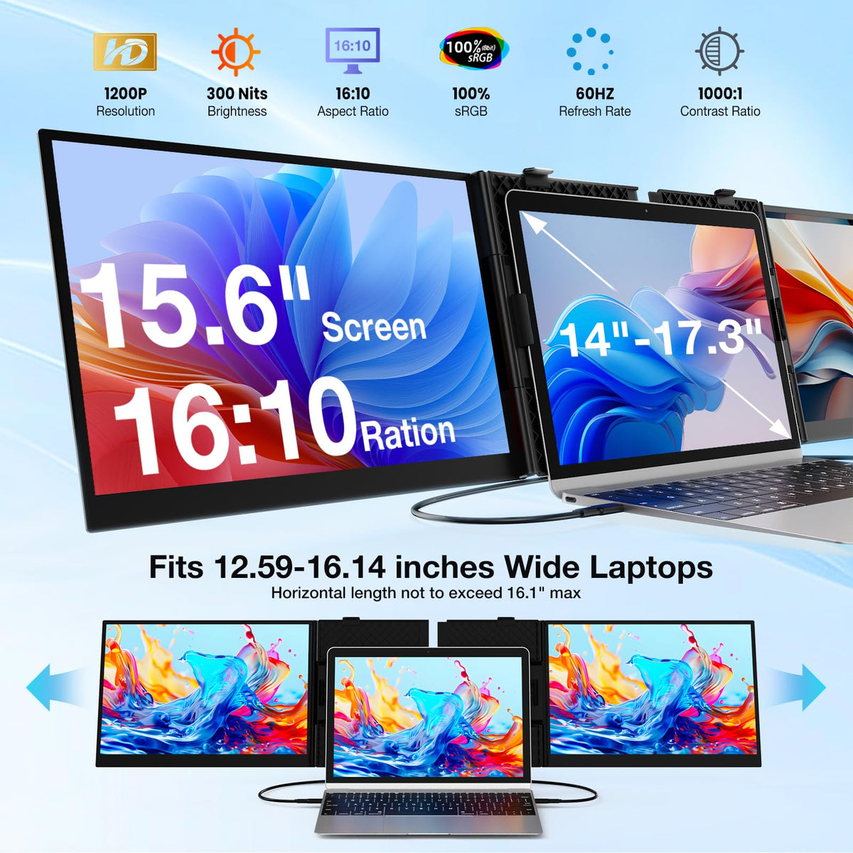 SMISEACOW 300-nit brightness and 100% sRGB for vibrant color and clarity.