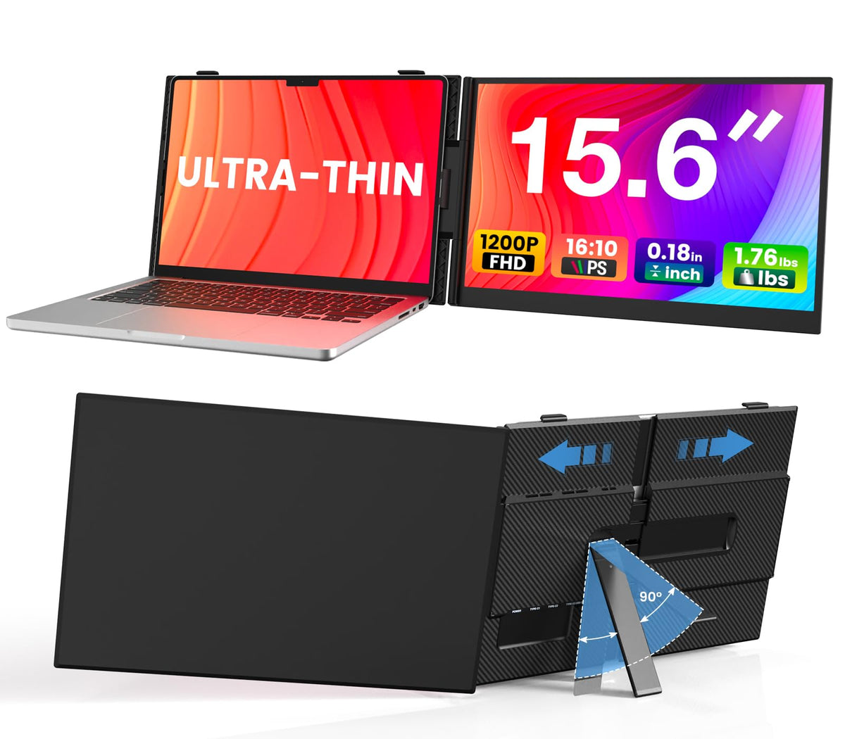 SMISEACOW laptop screen extender front view shows portable dual‑display potential