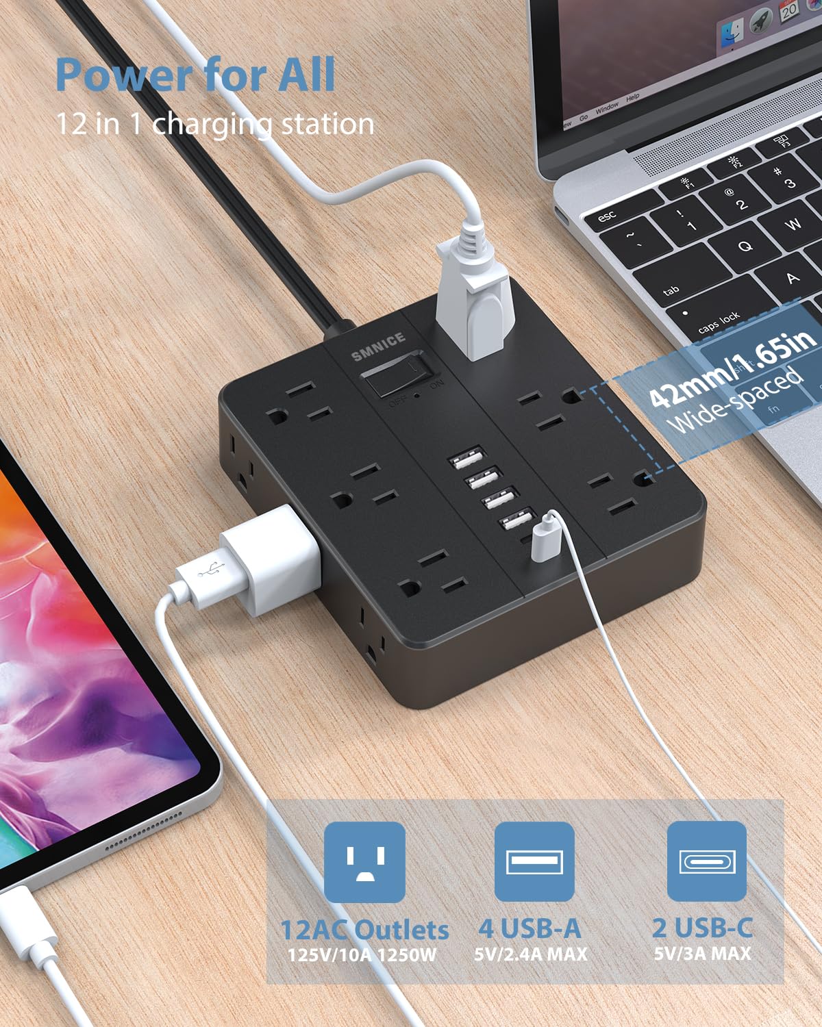 SMNICE USB ports close-up highlighting two USB-C ports for faster charging