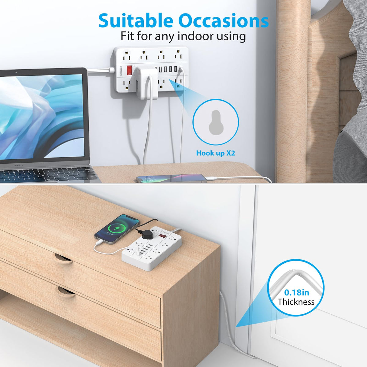 SMNICE photo showing 10 foot cord length for flexible placement and reach