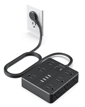 SMNICE front view showing 12 outlets and 6 USB ports for high-capacity charging