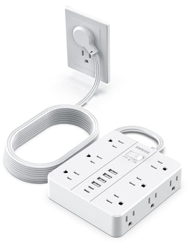 SMNICE front view of power strip showing all outlets and ports benefits neat charging