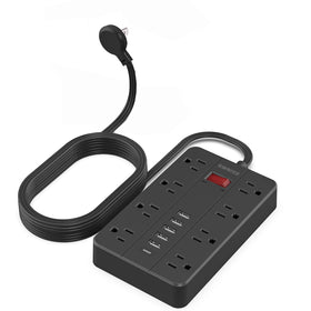 SMNICE front view showing eight outlets and six USB ports, convenient charging