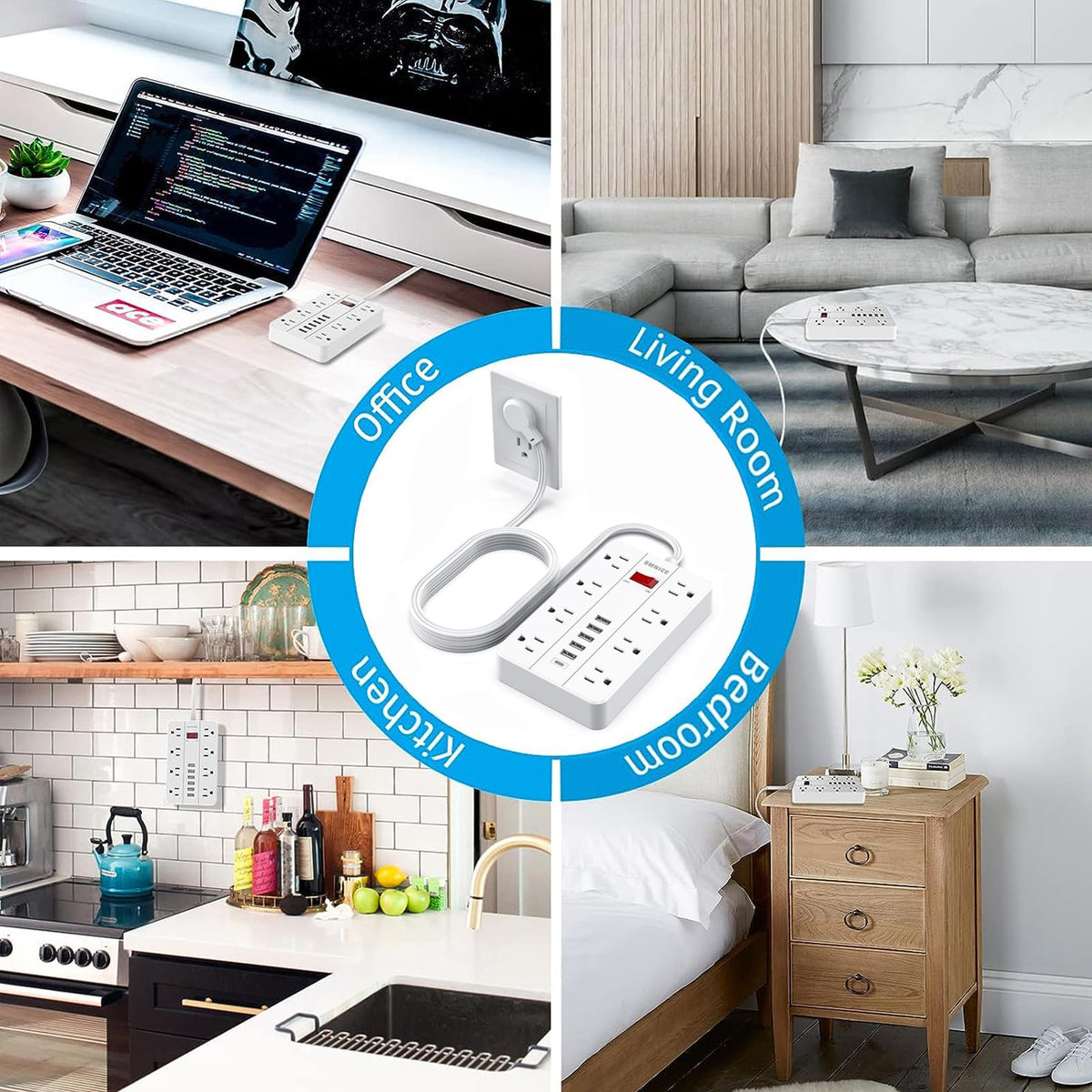 SMNICE lifestyle desk setup charging laptop, phone, tablet neatly