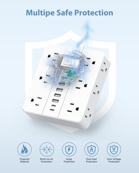 SMNICE flat plug close up with 0.35-inch profile for hidden behind furniture placement