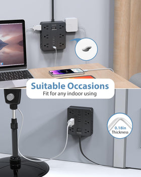 SMNICE widely spaced outlets with large adapters preventing socket crowding