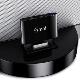 Smof 30-pin Bluetooth adapter front view upgrading Bose SoundDock wirelessly