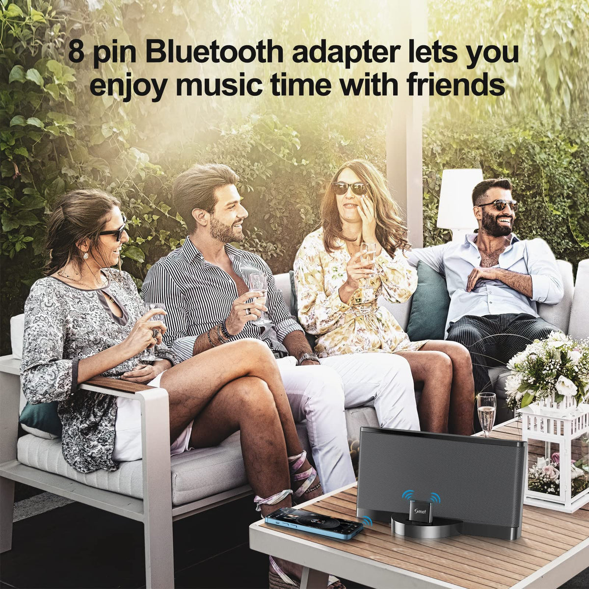 Smof attached to JBL MS302GM enabling wireless playback.