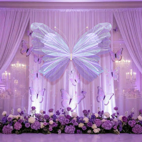 SmoothNovelty purple gauze butterfly creates airy elegance for weddings and parties