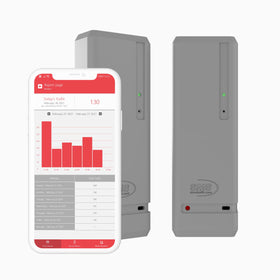 SMS Storetraffic Pearl counter mounted on a storefront door for accurate foot traffic.
