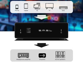 SMSL D1 rear ports highlighting USB, optical, and coaxial connections