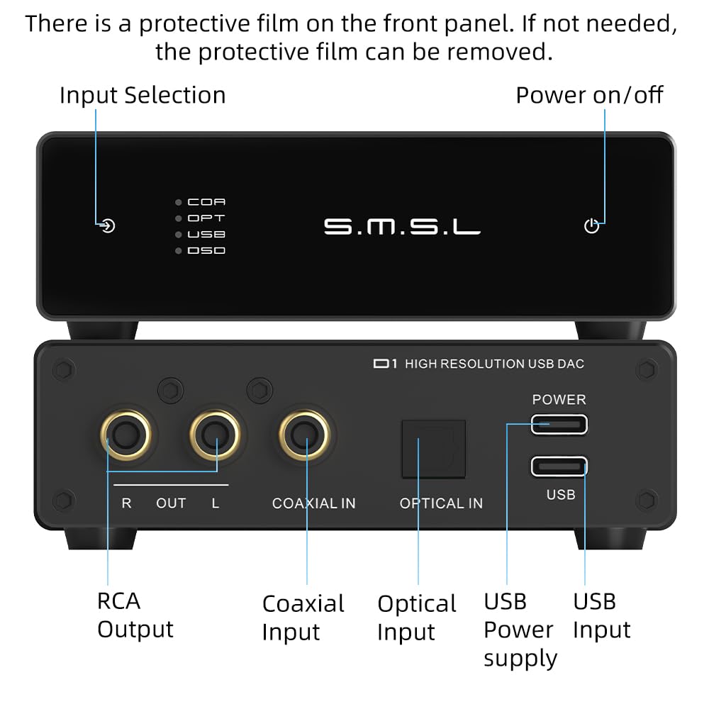 SMSL D1 touch-control panel for quick, precise adjustments during listening sessions