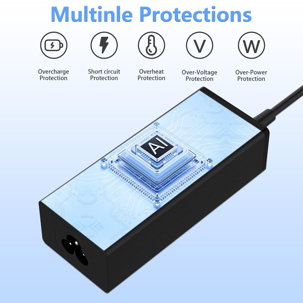 Smsutu charger supports Chromebooks with 3.0x1.1mm connector for versatile charging.