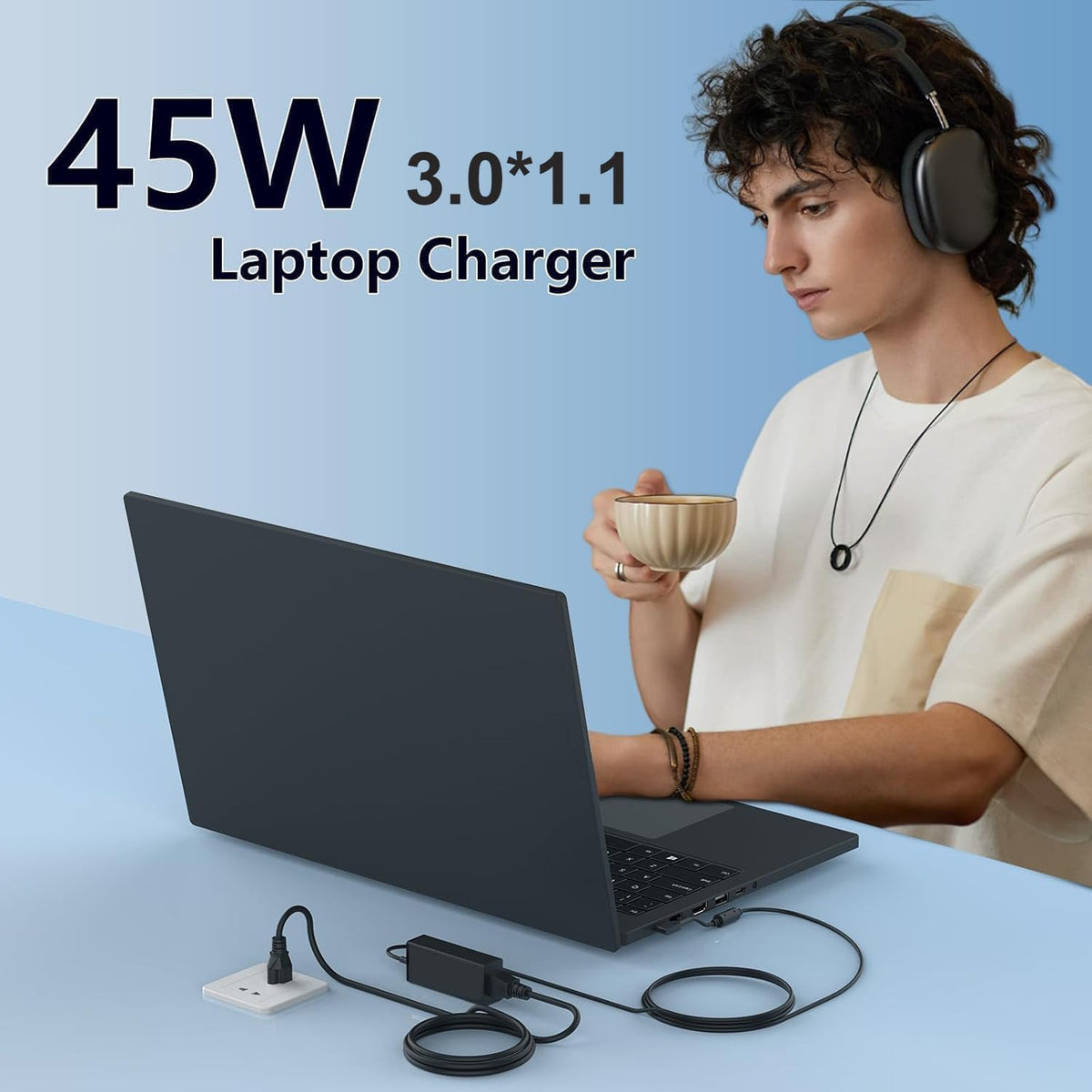 Smsutu charger in use at a desk demonstrates stable power delivery.