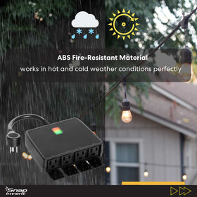 SNAP INVENT Smart Life app on phone showing schedule setup to automate outdoor devices remotely