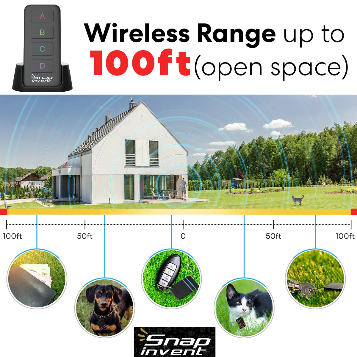SNAP INVENT 75–80 dB beeper provides clear cues to locate items.