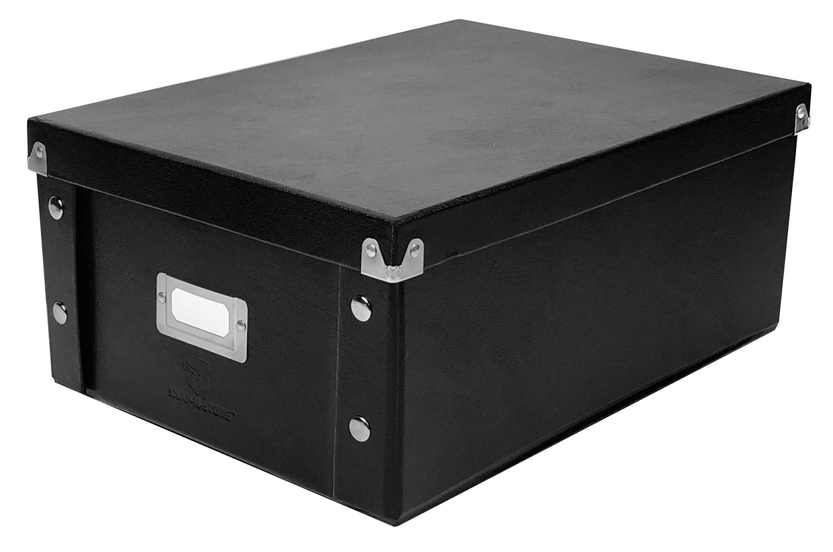 Snap-N-Store CD storage box quick assembly by snapping sides.