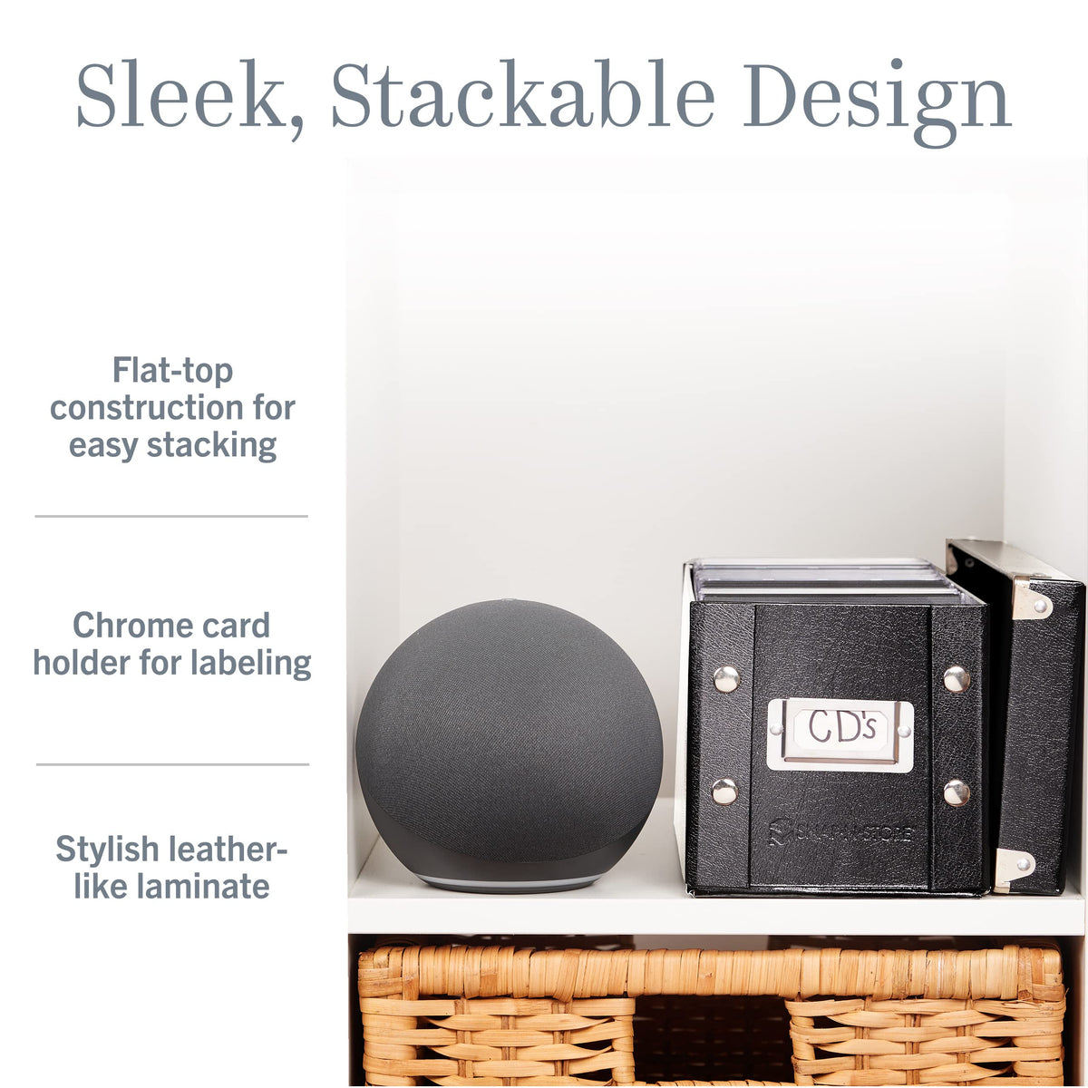 Snap-N-Store CD storage box sturdy construction with reinforced corners.