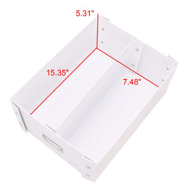 Snap-N-Store box next to ruler showing scale and how much space it saves